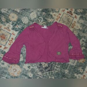 Naartjie Magenta Kids Cardigan w/ Crocheted Sleeves Sz 3